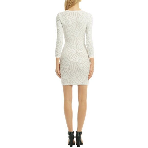 BCBG MaxAzria White XS Morris Dress V-neck Strechy Sequined Night Out Dress NWT - Picture 8 of 16